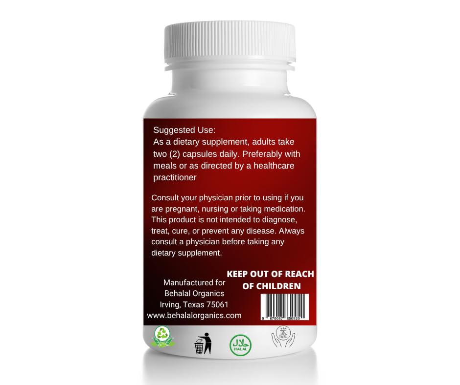 Behalal Organics Papaya Seed Capsules 500mg, 100 Capsules