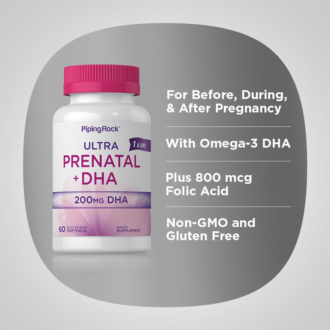 Piping Rock Prenatal Vitamins for Women with DHA 60 Softgels