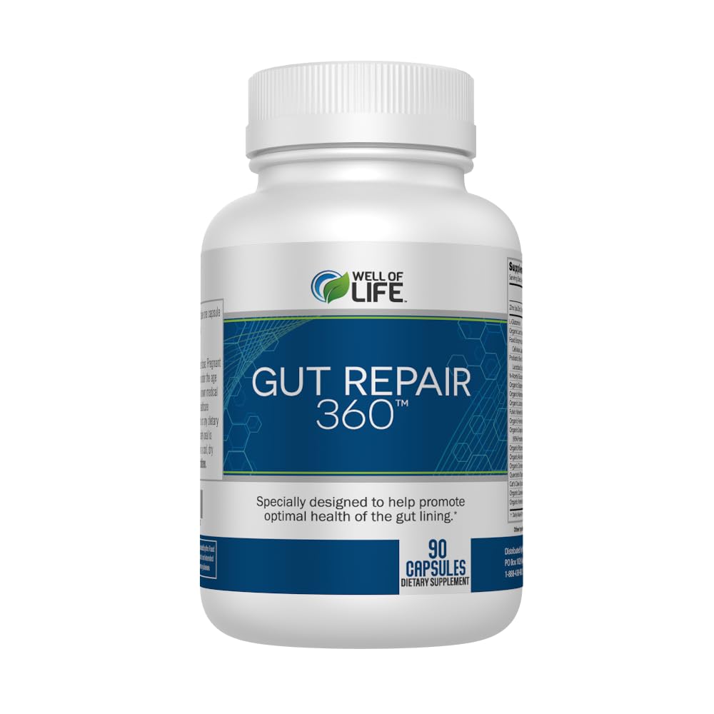 Well of Life Gut Repair Supplement – Digestive Health & Gut Support with Butyrate, L-Glutamine & Zinc Carnosine – Gut Lining Support Capsules, 90 Capsules