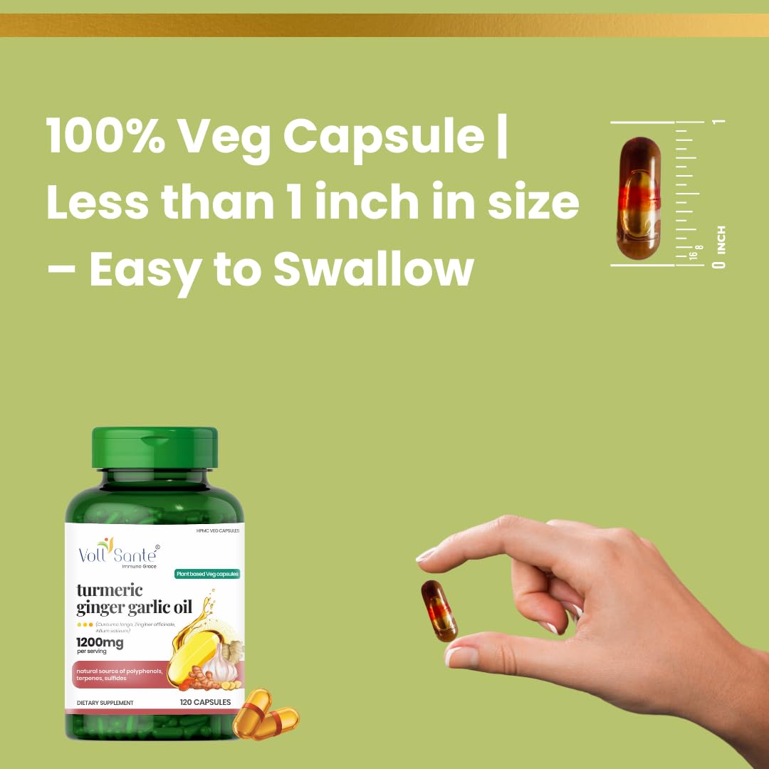 Voll Santé 3 in 1 Turmeric Ginger Garlic Oil Capsule, 120 Capsules