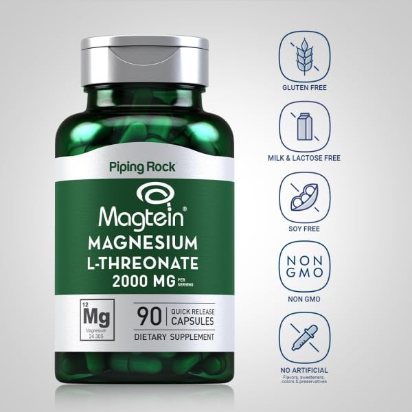 Piping Rock Magnesium L-Threonate Capsules 2000 mg, 90 Count