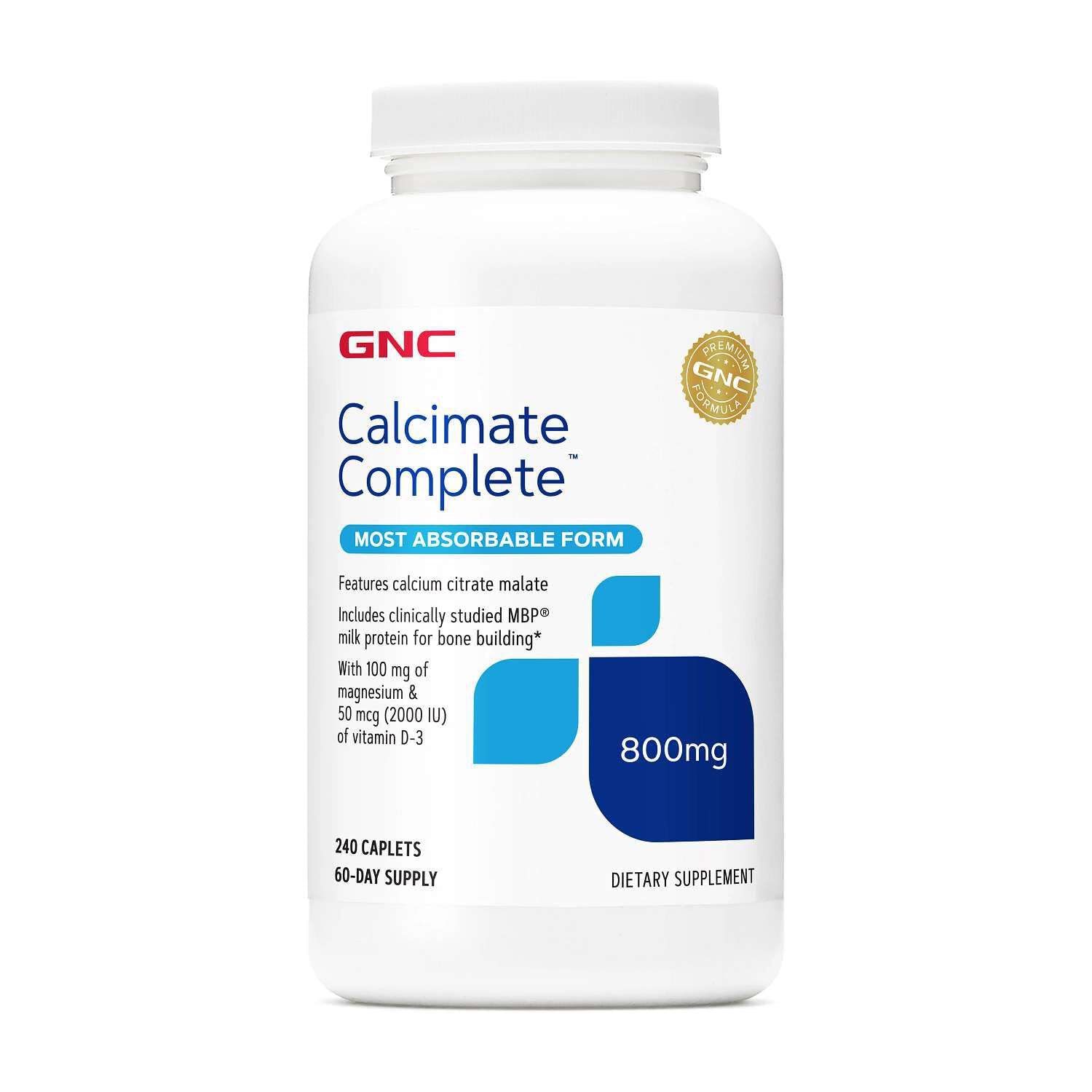 GNC Calcium Complete 800mg Supplement Caplets 240
