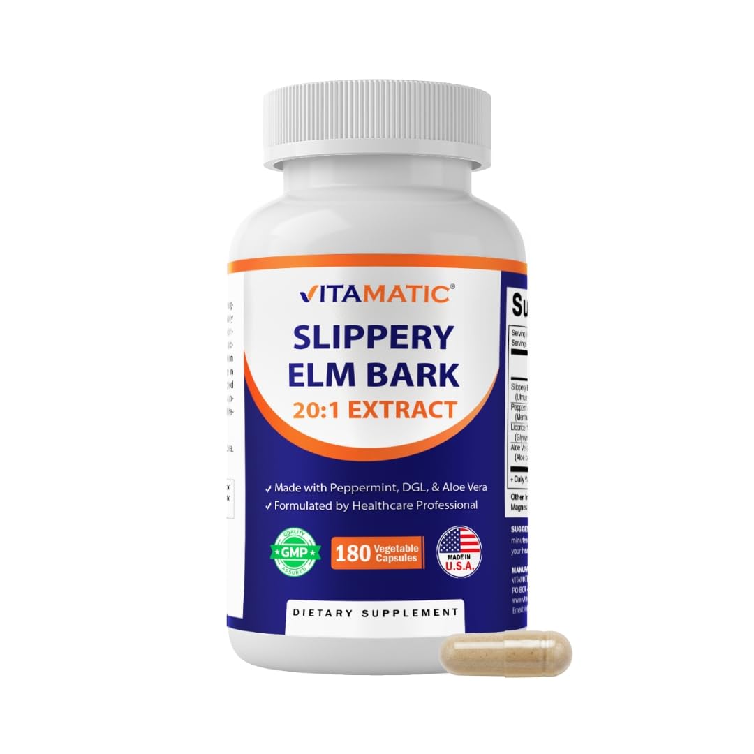 Vitamatic Slippery Elm Bark Capsules 180 Count