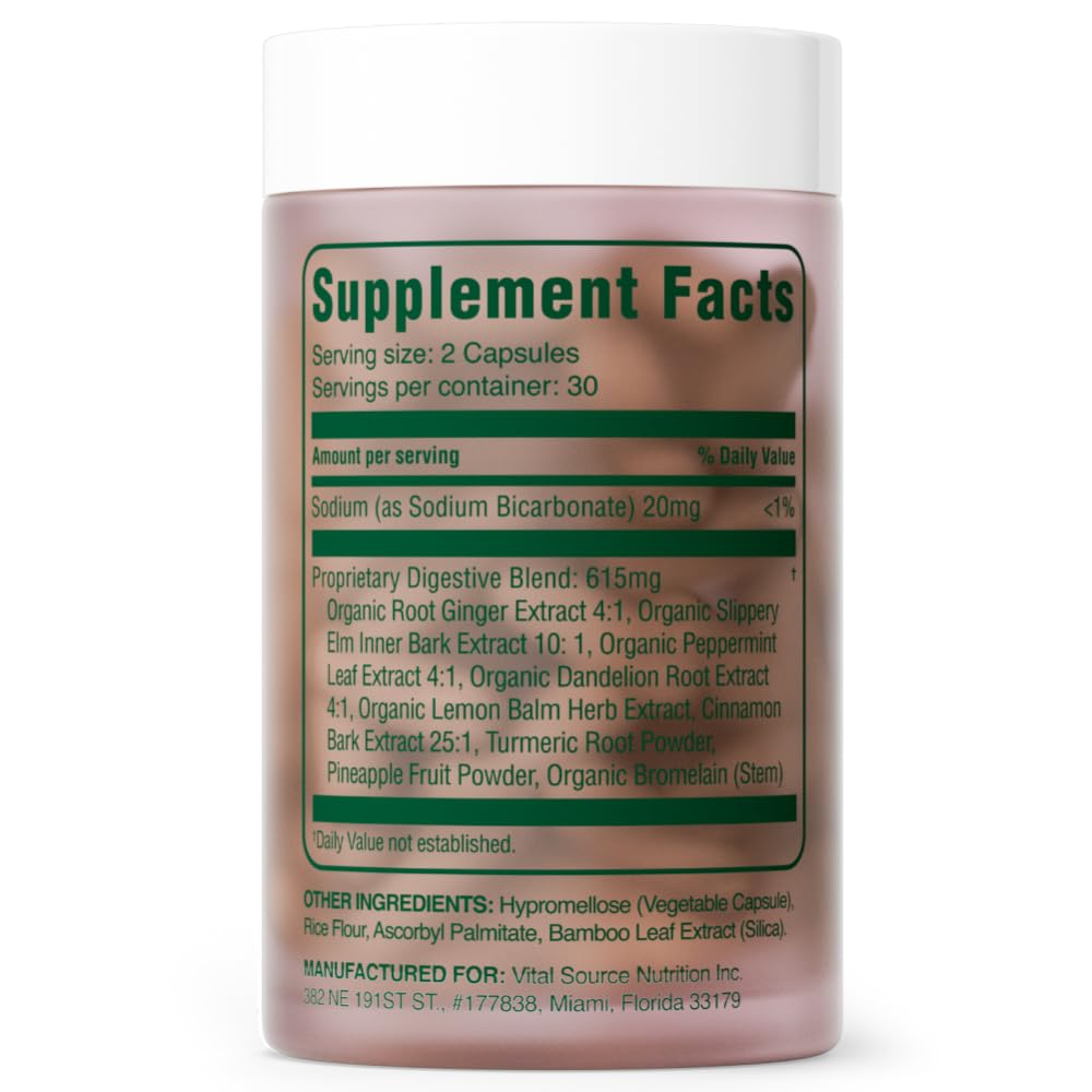 Vital Source Nutrition AiRi Debloat Support Capsules - Natural Digestive Blend with Enzymes & Herbal Extracts - Supports Gut Balance & Digestive Comfort - Supplements for Women - 60 Capsules