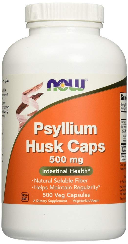 NOW Foods Psyllium Husk 500 mg Capsule, 500 Capsules