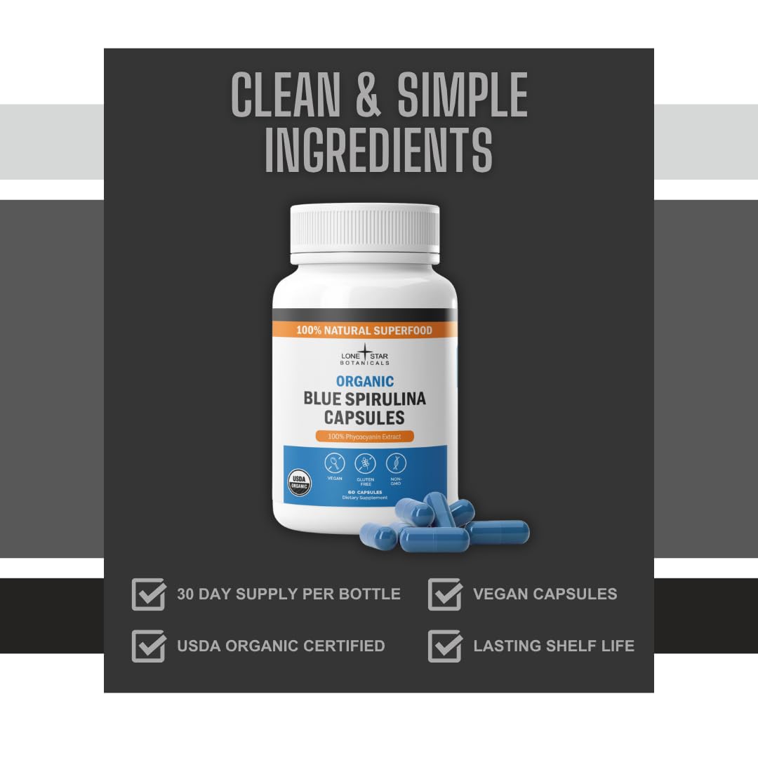 Lone Star Botanicals Organic Spirulina Capsules 60 Count