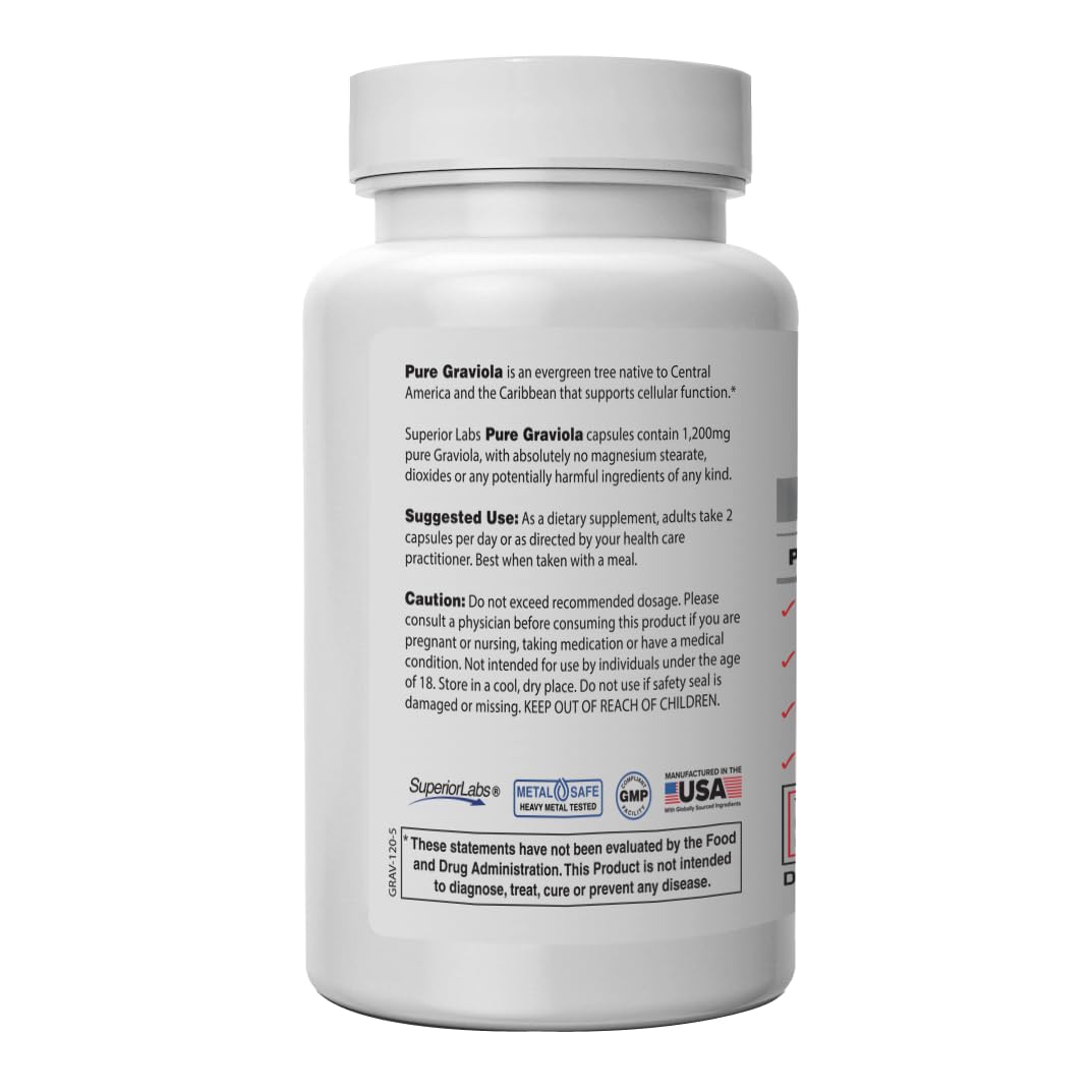 Superior Labs Graviola 1200mg Veg Capsules, 120 Count