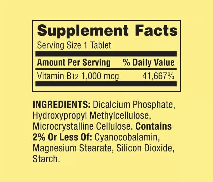 Spring Valley Vitamin B12 Extended Release Tablet, 1,000 mcg, 300 Tablets