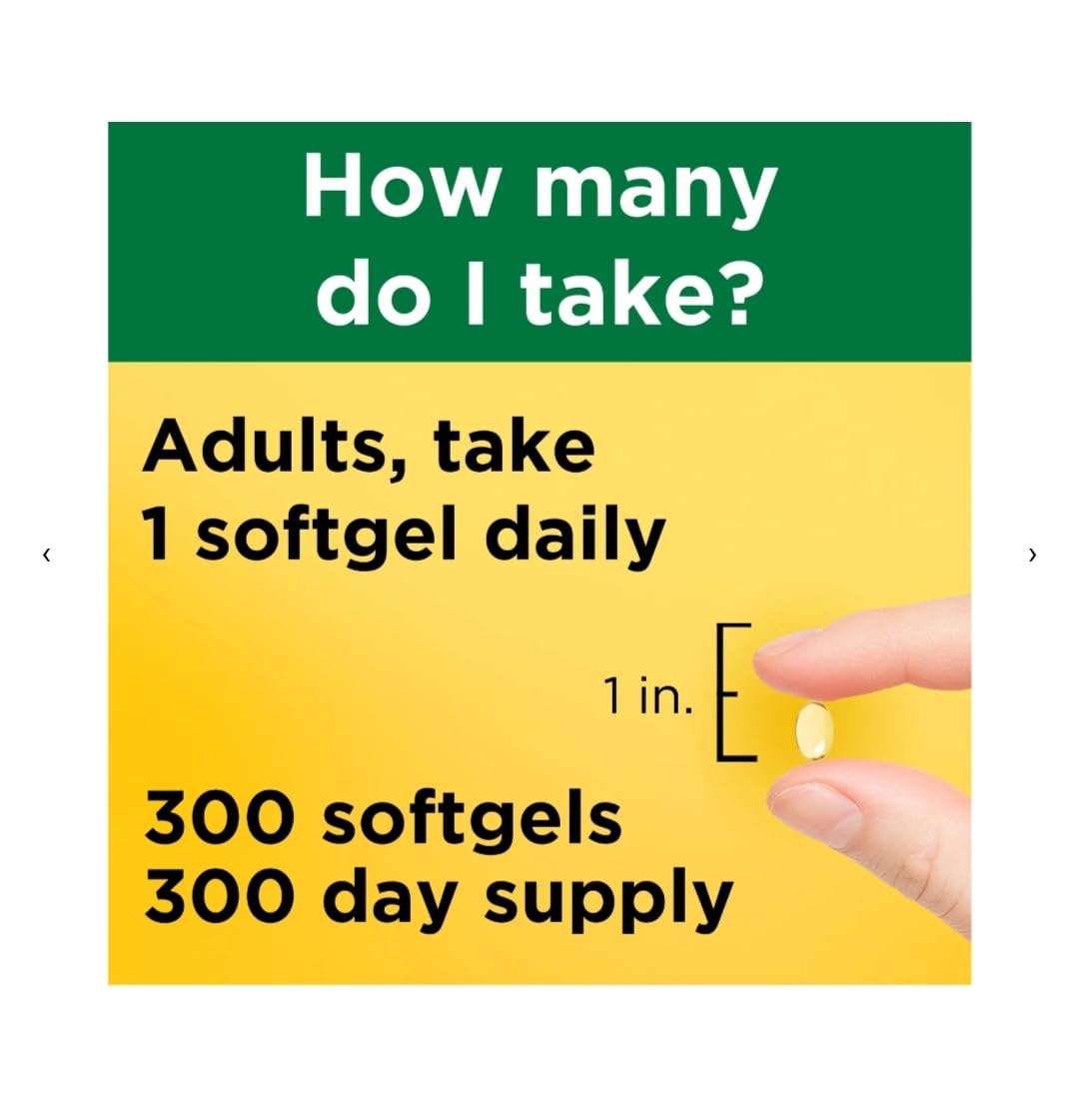 Nature Made Vitamin D3 1000 IU Softgels, 300 Count