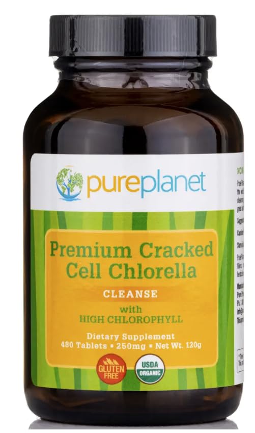 PURE PLANET Cracked Cell Chlorella Organic Tablets 480