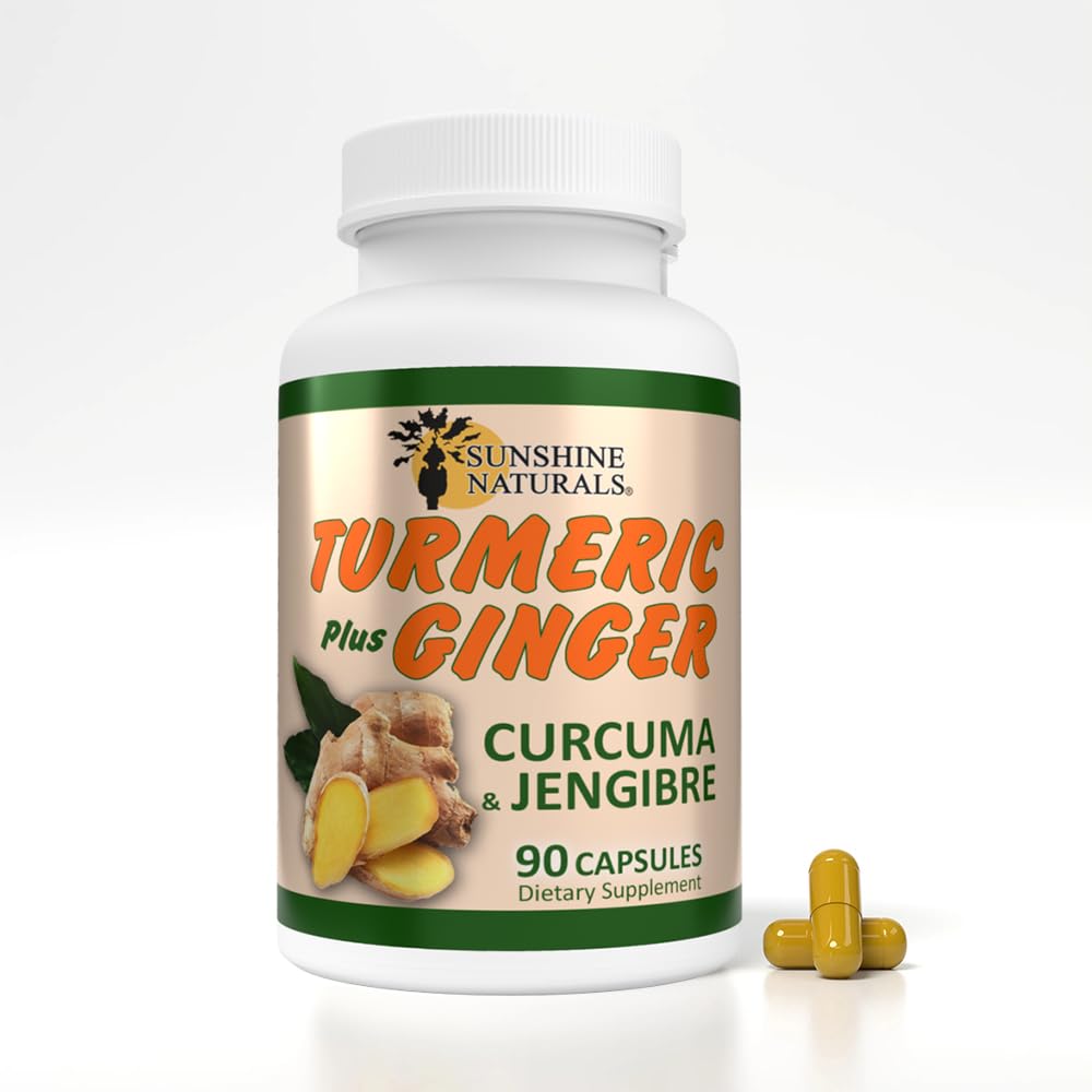 Sunshine Naturals Turmeric Plus Ginger Dietary Supplement Capsule, 90 Count