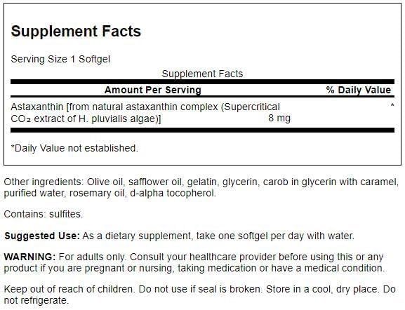 Swanson High Potency Astaxanthin 8 mg Softgels, 30 Count