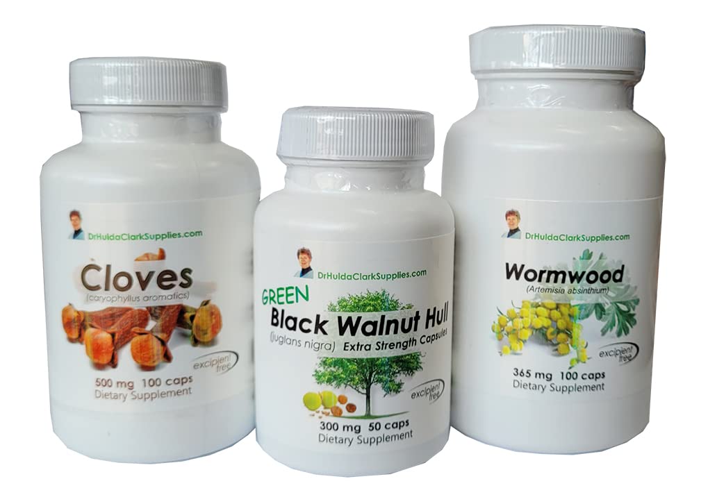 Superior Health Products Dr Clark Bundle Green Black Walnut Cloves & Wormwood Capsules 250