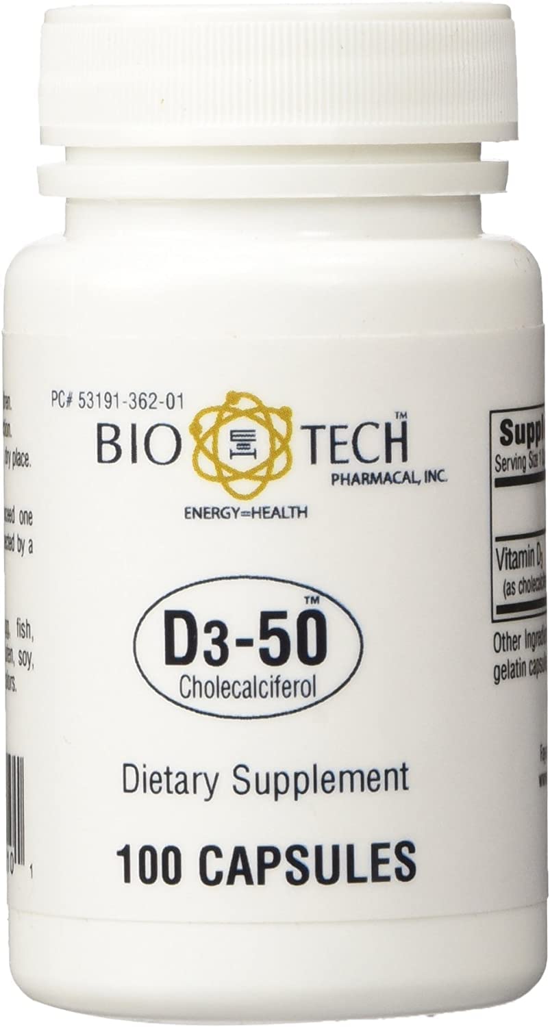 Bio-Tech Pharmacal Vitamin D3 50,000 IU Capsules, 200 Count