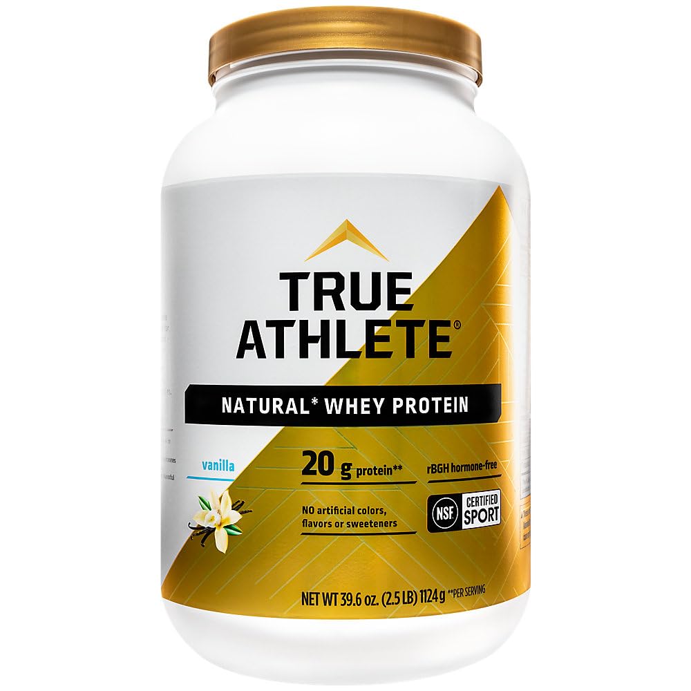 True Athlete Natural Whey Protein Powder Vanilla, 40 Servings