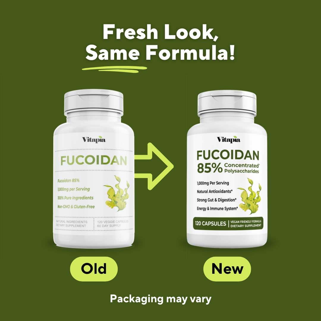 Vitapia Pure Fucoidan 85% Brown Seaweed Extract Veggie Capsules 120 Count
