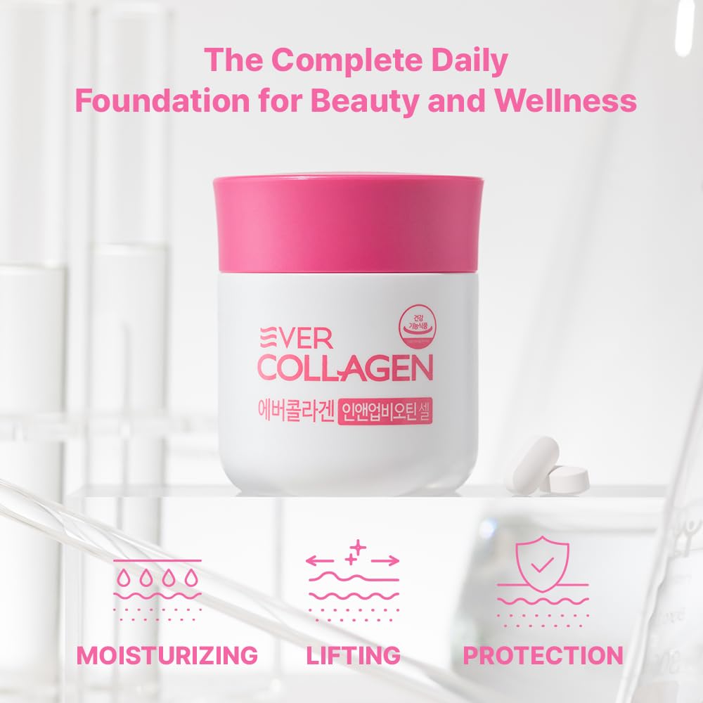 EVER COLLAGEN TIME Ever Collagen in&UP Biotin Cell Low Molecular Marine Fish Collagen Peptides with Vitamin Selenium, 56 Tablets