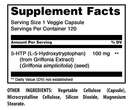 Amazing Nutrition Amazing Formulas 5-HTP (Hydroxytryptophan) Supplement 100 Mg Per Serving Veggie Capsules Non-GMO Gluten Free Made in USA 120 Capsules