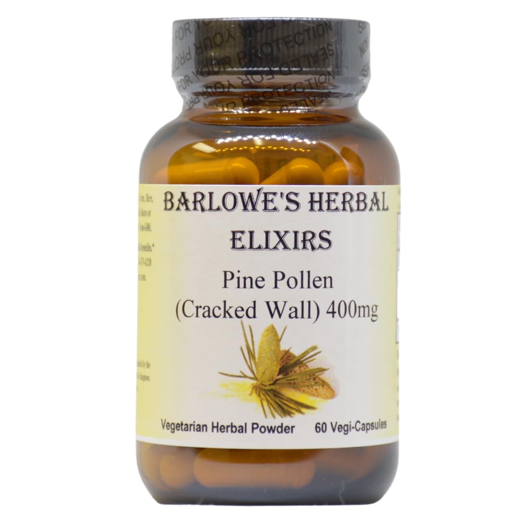 Barlow's Herbal Elixirs Pine Pollen Cracked Cell Wall Powder Capsule 60 Capsules