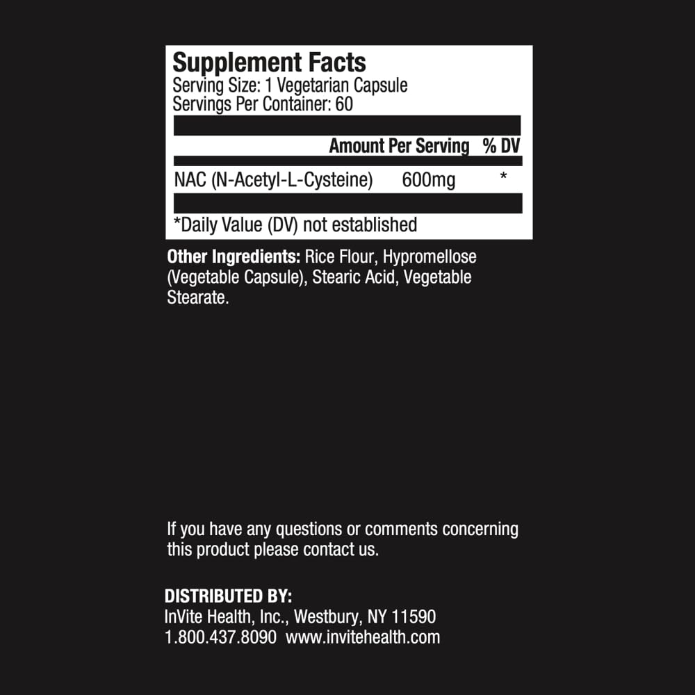 Invite Health N-Acetyl Cysteine (NAC) Capsules, 60 Count