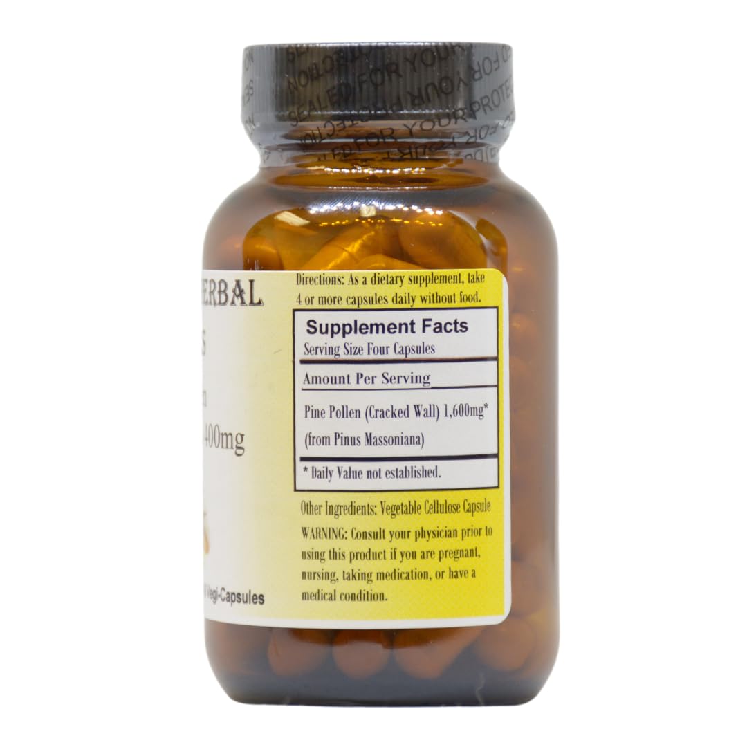 Barlow's Herbal Elixirs Pine Pollen Cracked Cell Wall Powder Capsule 60 Capsules