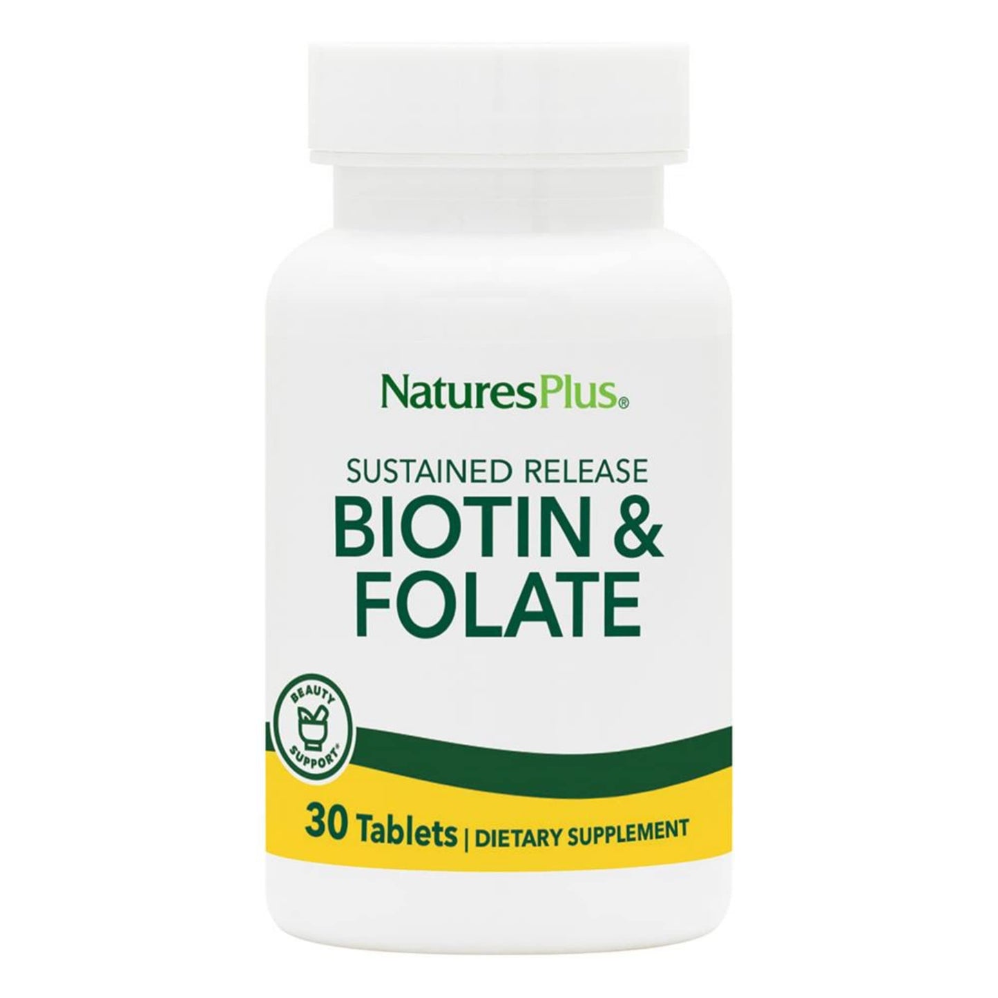 NaturesPlus Biotin & Folic Acid (Folate) 30 Sustained Release Tablets