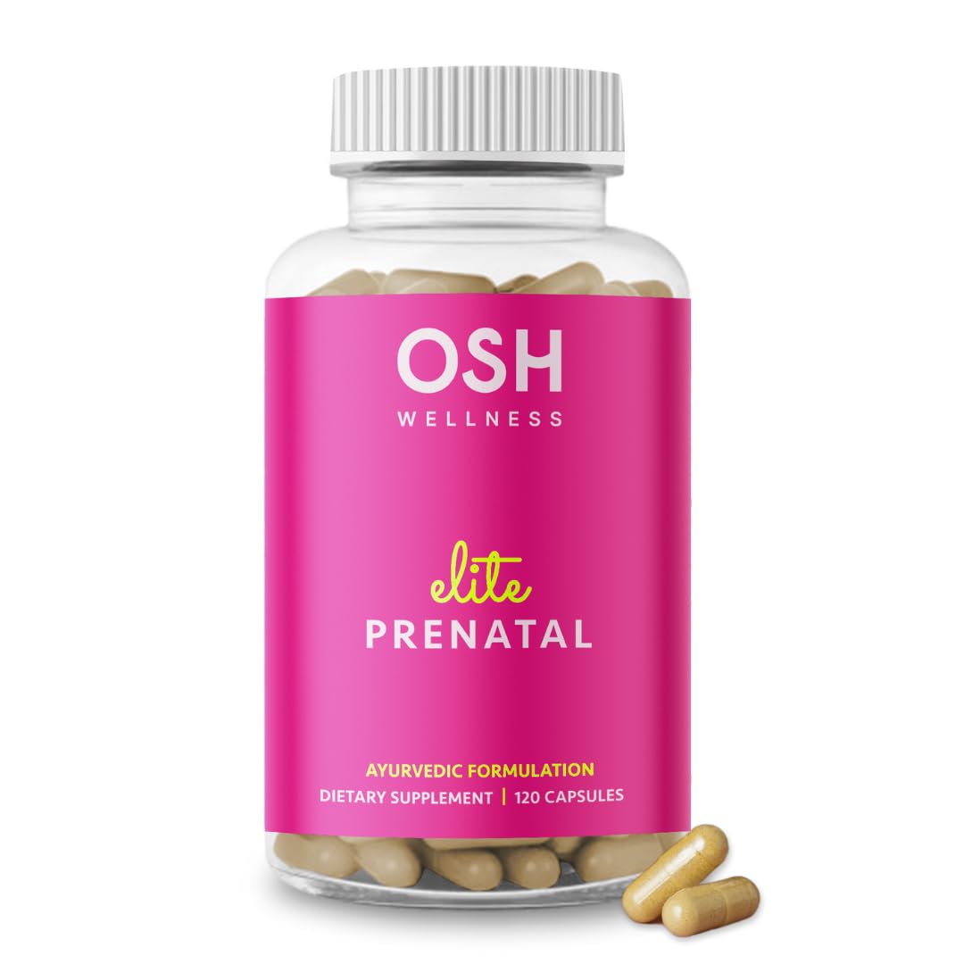 Freshly Moms Ayurvedic Elite Prenatal Vitamins with Folate, Choline, Iron, Iodine & more 120 Capsules