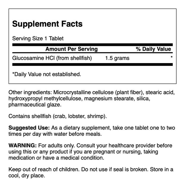 Swanson Glucosamine HCl 1500 mg Tablets, 100 Count