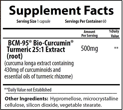 BCM-95 Turmeric Curcumin Capsules, 60 Vegetable Capsules