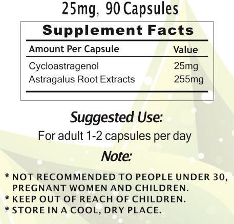 Crackaging CA-100 25mg Cycloastragenol Anti-Aging Telomerase Activation, 90 Capsules