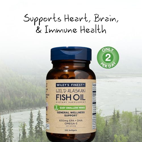 Wiley's Finest Wild Alaskan Fish Oil Easy Swallow Minis Softgels, 120 Count