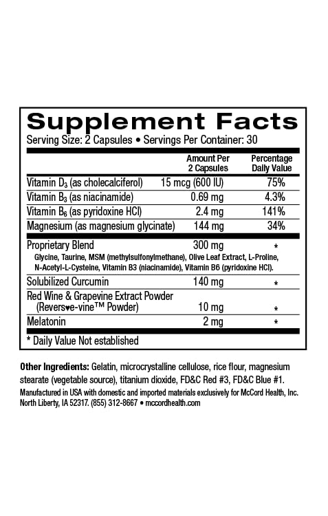Pinnaclife McCord SleepHealth Supplement Capsules, 60 Count