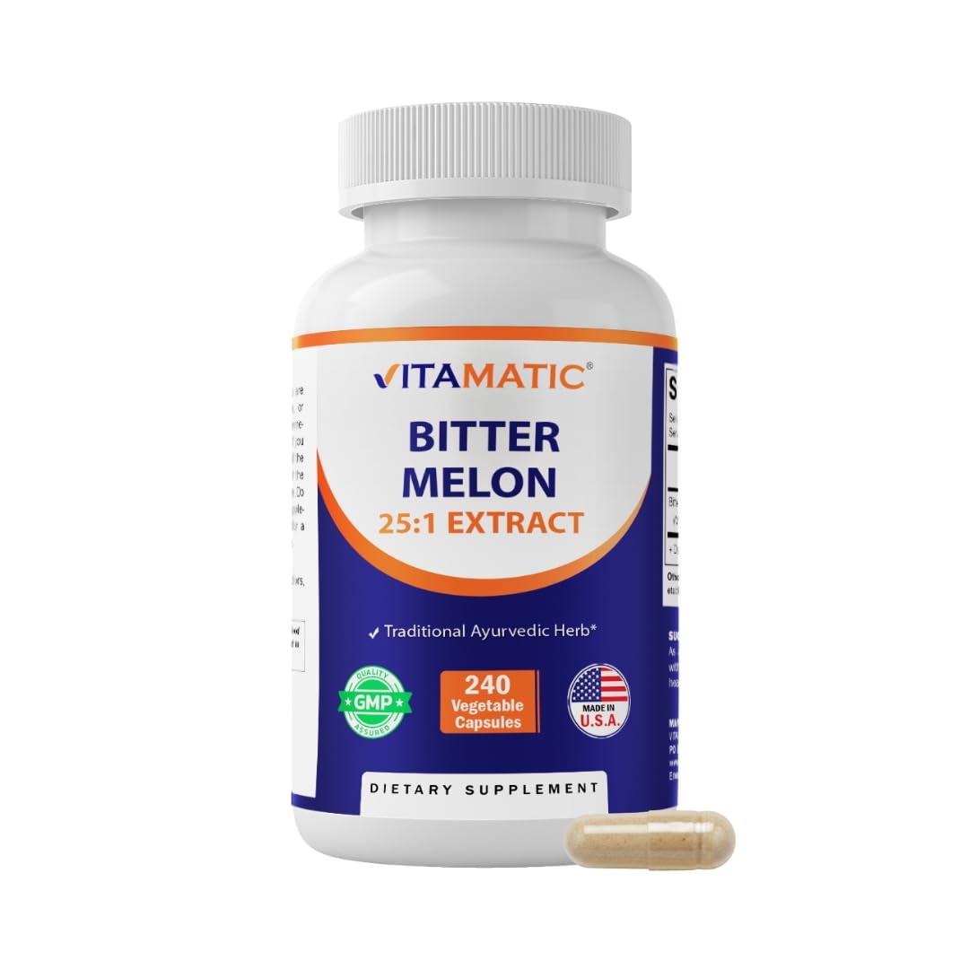 Vitamatic Bitter Melon 25X Concentrated Plant-Based Extract Capsules, 240 Count