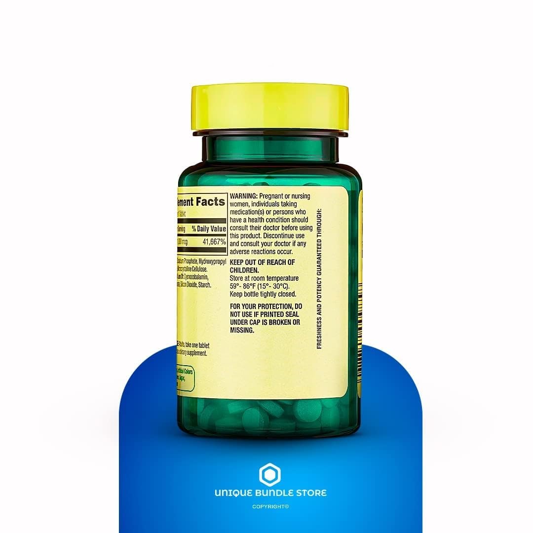 Unique Bundle Store Vitamin B12 1000 mcg Timed-Release Tablets, 120 Tablets