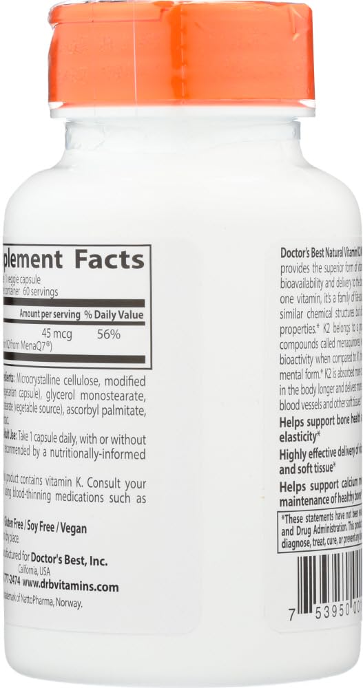 Doctors Best Vitamin K2 MenaQ7 60VC Capsule, 1 Count