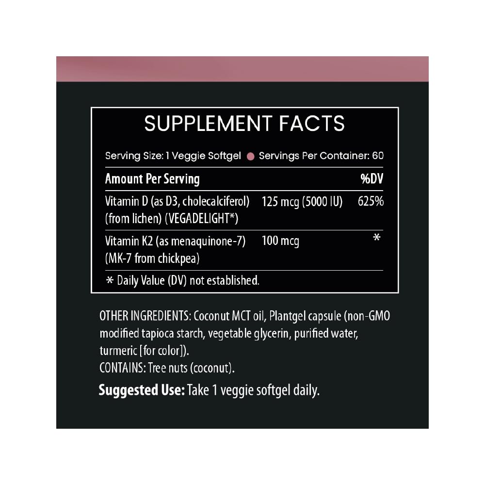 PREMIER LINE Vitamin D3 + K2 Supplement Softgels, 60 Count