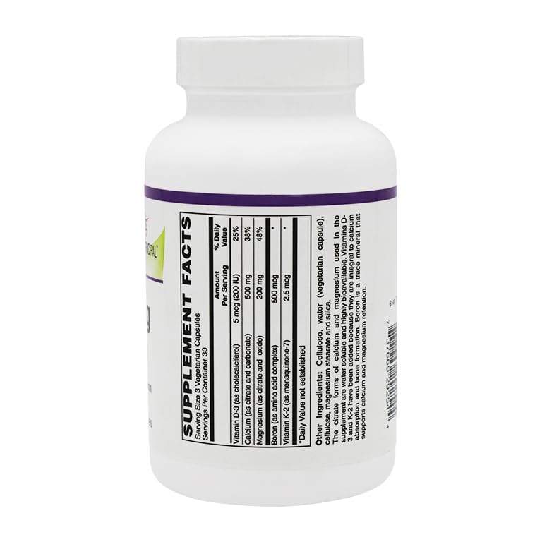BariatricPal Calcium & Magnesium Vegetarian Capsules with D3, K2, and Boron, 90 Capsules