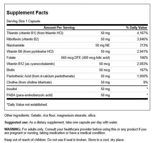 Swanson Balance B-50 High-Potency B Vitamin Complex Capsules 100 Count