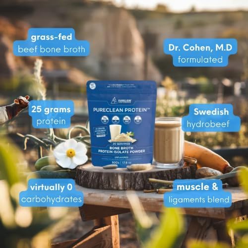 PureClean Performance Protein – Beef + Collagen Isolate Powder Organic Vanilla Flavor, 21.7