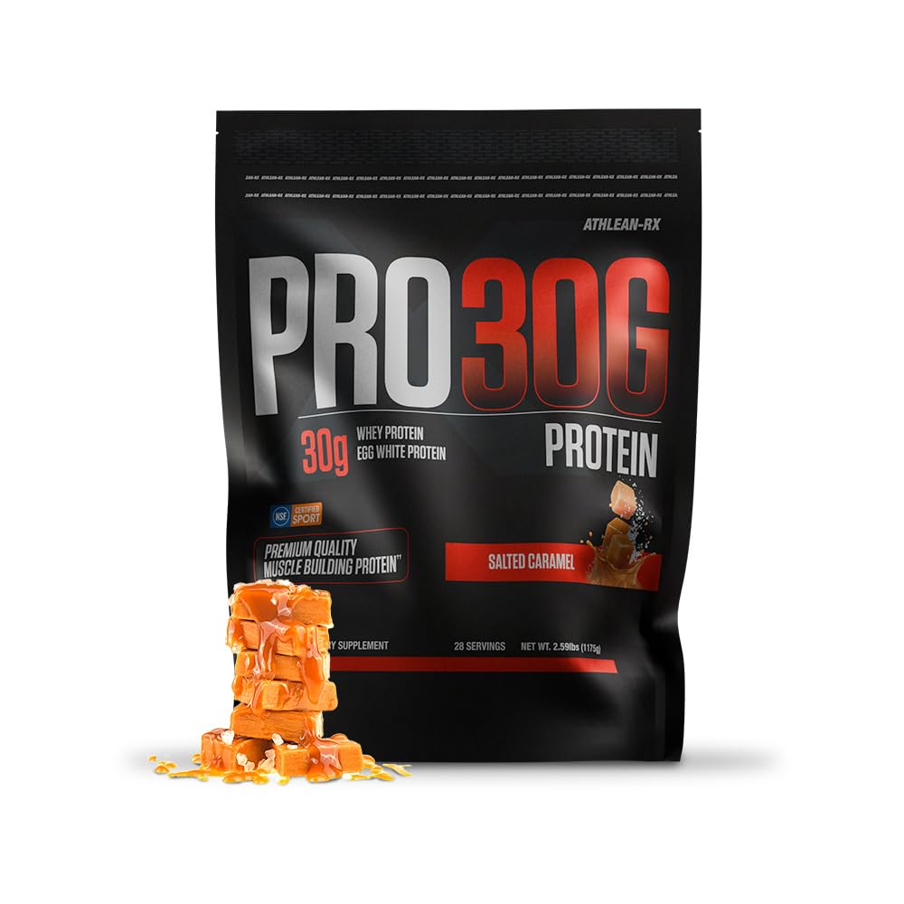 ATHLEAN-RX PRO-30G Premium Whey Protein Isolate Powder Chocolate Salted Caramel, Gluten-Free, Low Sugar, 2.78 Pound