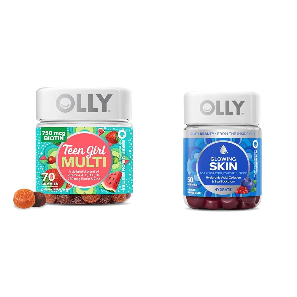 OLLY Teen Girl Multi Gummy and Glowing Skin Gummy Bundle 120 Gummies