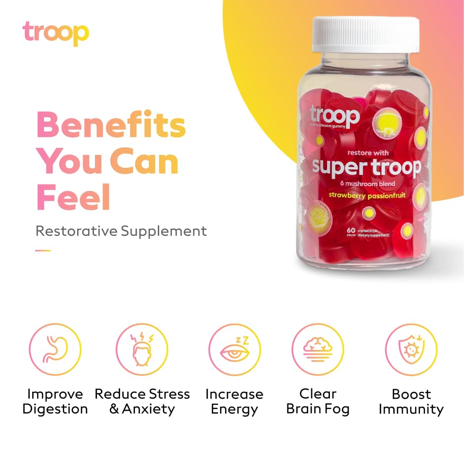 Troop Daily Super 6 Mushroom Blend with Reishi 120 Gummies