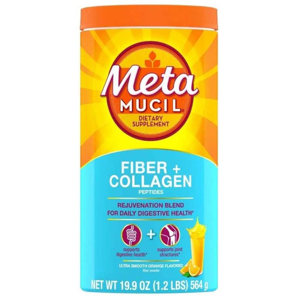Metamucil Fiber + Collagen Peptides Powder - Orange 19.9 oz