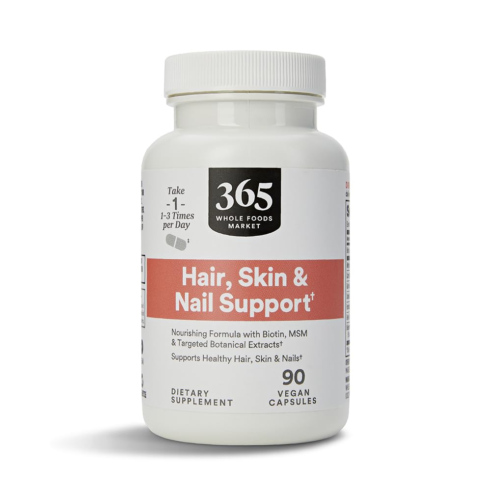 365 by Whole Foods Market Hair Skin & Nails 2000 Biotin Capsules 90 Count