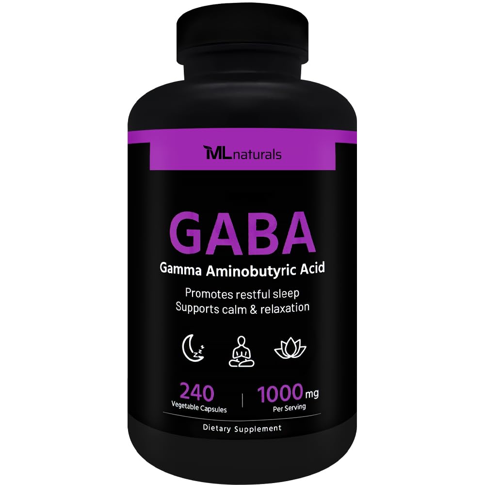 ML Naturals GABA (Gamma-Aminobutyric Acid) 1,000 mg Capsules, 240 Count
