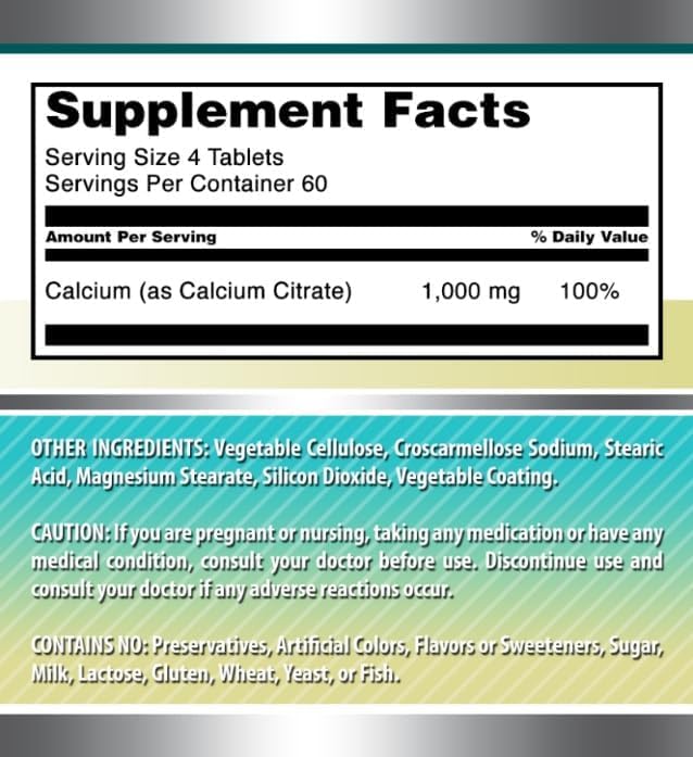 Amazing Nutrition Calcium Citrate Supplement Tablet, 240 Count