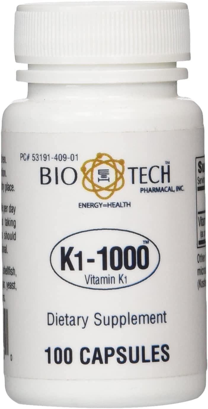 BioTechUSA K1-1000 (Vitamin K-1) Capsules, 100 Count