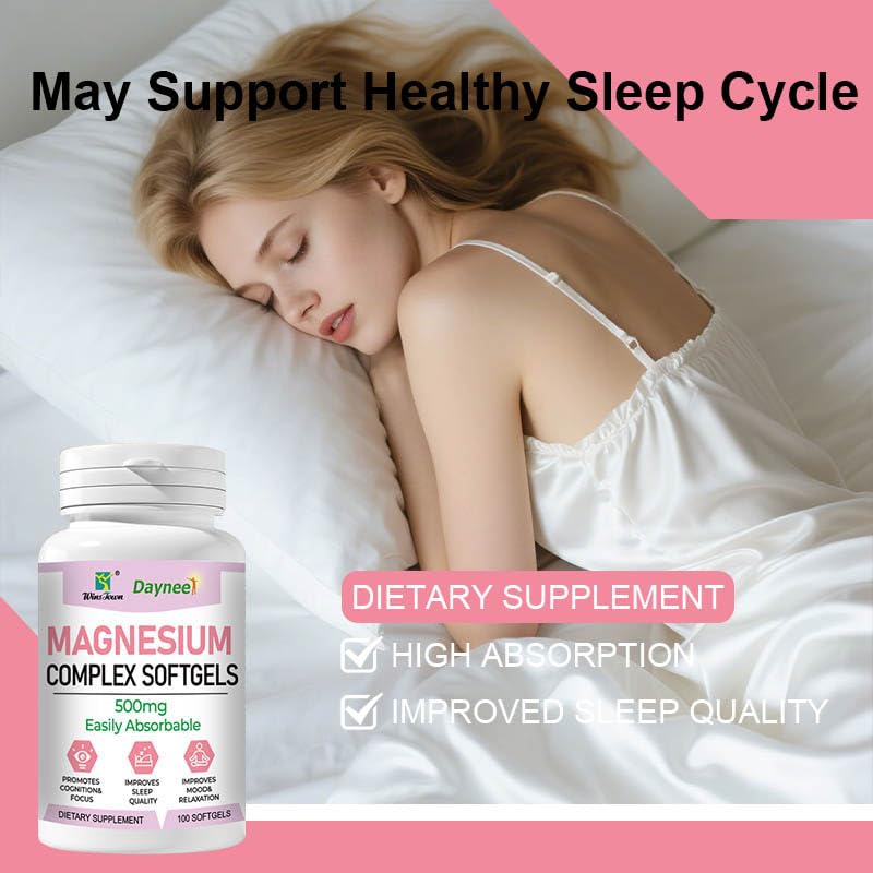 FARWIX Magnesium Complex Softgels 500mg – Magnesium Supplement for Sleep, Relaxation & Muscle Support – Easy-to-Swallow Softgels – Daily Magnesium for Calm & Wellness, 100 Softgels