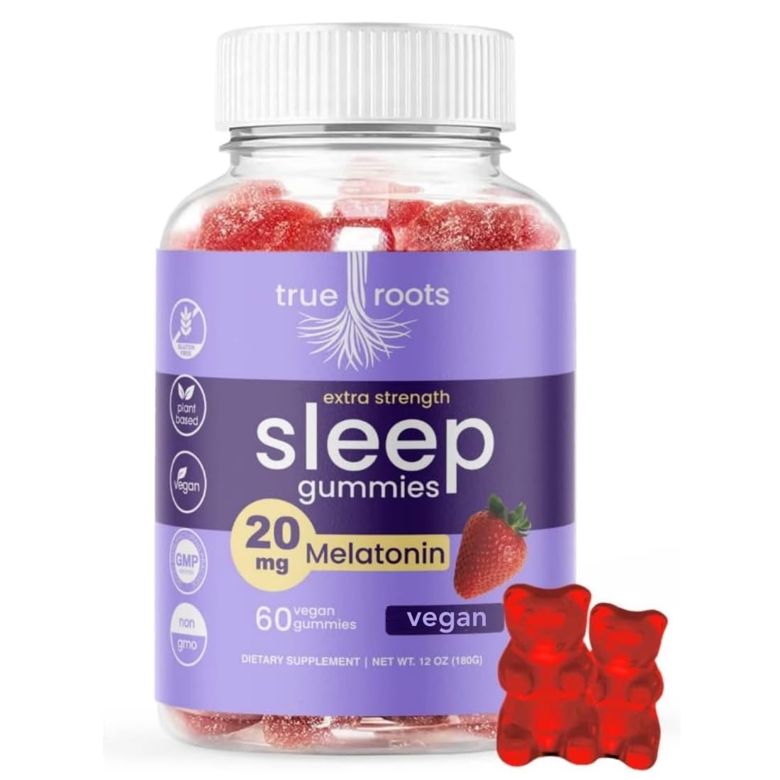 True Roots Sleep Gummies 20mg Melatonin Gummy 60 Count