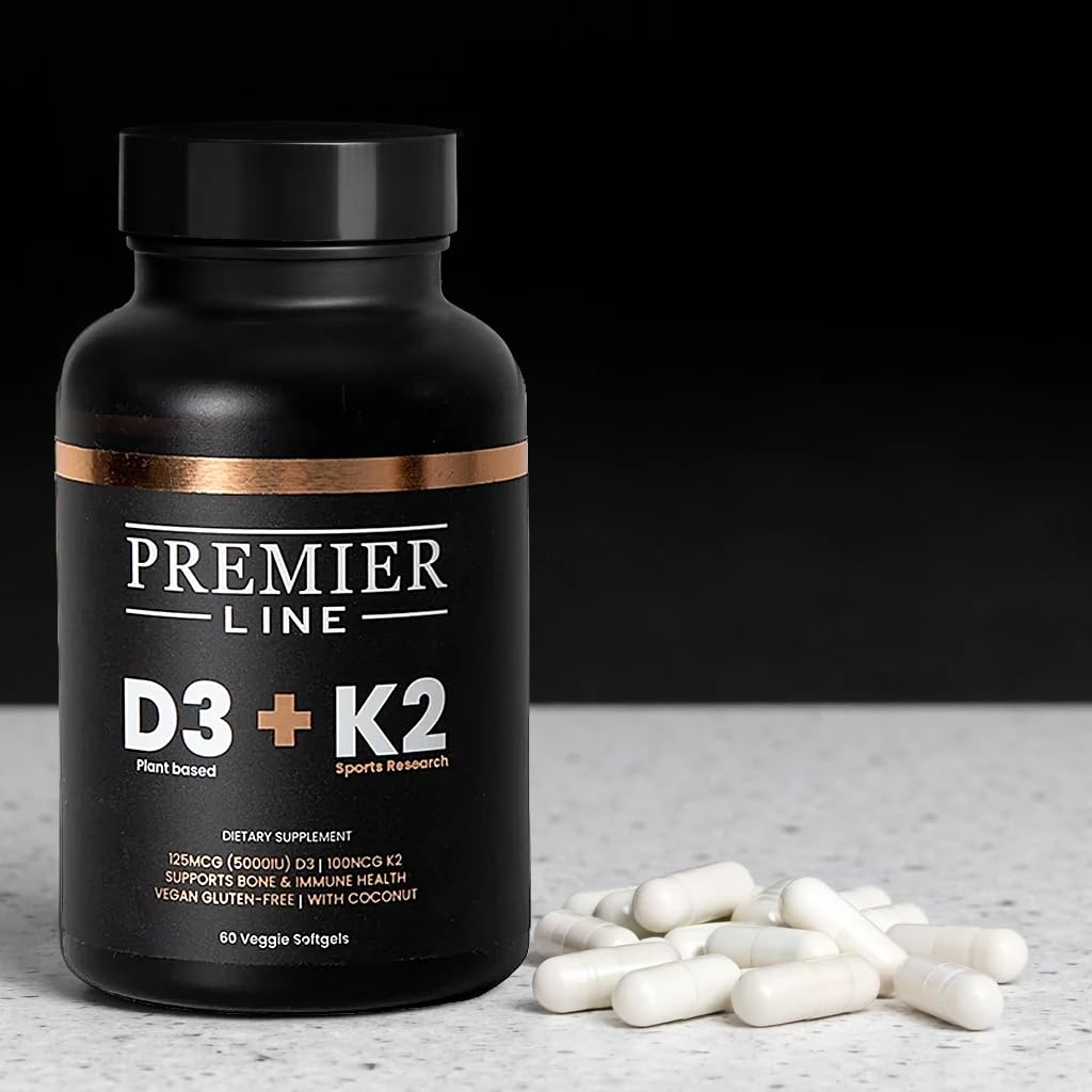 PREMIER LINE Vitamin D3 + K2 Supplement Softgels, 60 Count